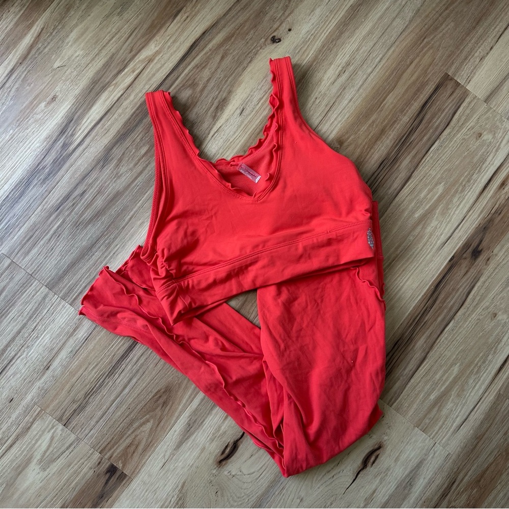 Free People Legging & Sports Bra Ruffle Set